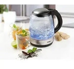 Domo - Glas Wasserkocher 1,2ltr. Blaue Led Beleuchtung, 360&deg; Drehbar Kabellos,