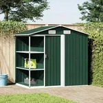 Gartenhaus Mit Regal Gr&uuml;n 205x130x183 Cm Eisen - Vidaxl