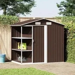 Gartenhaus Mit Regal Braun 205x130x183 Cm Eisen Vidaxl