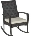 Outsunny Schaukelstuhl Schwingsessel Gartenstuhl Mit Kissen , Polyrattan+metall,