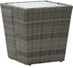 Beistelltisch Grau 41,5x41,5x43 Cm Poly Rattan Und Hartglas Vidaxl