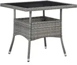 Garten-esstisch Grau Poly Rattan Und Glas - Vidaxl
