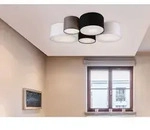Trio - Deckenleuchte Hotel 5-flammig, Stoff Lampenschirme Mehrfarbig, Breite 90cm