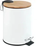 Kosmetik Treteimer Tortona Easy-close Wei&szlig; Matt, 3 Liter, Bambus-deckel, Wei&szlig;,