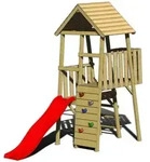Wendi Toys Holz Spielturm Hase Inkl. Rutsche Und Kletterwand Natur 260x110x270 Cm