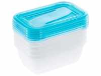 5er Set Lunchboxen, 5 x 500 ml, 15,5 x 10,5 x 6 cm, Fredo Fresh, Blau transparent