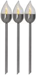 Solarpoller 3er Set Olympus, 3 St&uuml;ck, Wegleuchten, Flammen-design, Silber, Led,