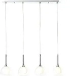Lampe Hadan Pendelleuchte 4flg Chrom/wei&szlig;-transparent 4x D45, E14, 40w, Geeignet