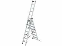 Stufen- Mehrzweckleiter mit Wandlaufrollen und Nivello® Traverse 3x6 Stufen -...