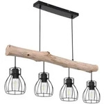 Design Decken H&auml;nge Leuchte Holz Balken Pendel Spot Ess Zimmer Retro Gitter Lampe