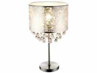 Tisch Leuchte Steh Lampe Textil Blattsilber Beleuchtung Stand Strahler Kristalle