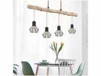 Vintage Pendel Decken Lampe Holz Balken Ess Zimmer Gitter Hänge Leuchte schwarz