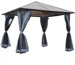 Pavillon 3 X 3m Gartenpavillon Partyzelt Mit Seitenteilen Pc Dach Alu Dunkelgrau -