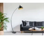 Reality Leuchten - Moderne Bogenleuchte Recife 155cm In Schwarz Schirm Innen Gold,