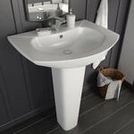 Freistehendes Waschbecken Mit S&auml;ule Keramik Wei&szlig; 650x520x200 Mm - Vidaxl