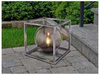 Led Solar-Tischleuchte Metall Rauchglas 23cm Solarleuchte - Globo