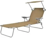 Vidaxl - Sonnenliege Klappbar Mit Sonnenschutz Stahl Taupe