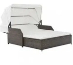 2-personen-sonnenliege Mit Sonnendach Poly Rattan Braun Vidaxl