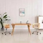 Vidaxl Swivel Office Chair Cream Bent Wood And Faux Leather (287399)