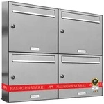 Al Briefkastensysteme - 4er V2a Edelstahl Wandbriefkasten Anlage 4 Fach...