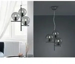 Trio - Pendelleuchte Pure Schwarz Mit Glaskugeln Aus Rauchglas 3-flammig, &Oslash; 40cm
