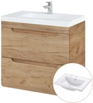 Waschtisch 61 Cm Wotan Eiche Nb. Luton-56-craft Keramikwaschbecken B/h/t Ca. 61/63/46