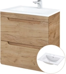 Waschtisch 61 Cm Mit Keramikbecken Luton-56-craft Wotan Eiche Nb. B/h/t Ca.