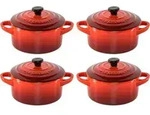 4x1 Le Creuset Mini Braeterset M.deckel 10x5cm Kirschrot