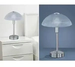 Defibrico - Led Tischleuchte Donna Dimmbar, Silber Mit Glasschirm, H&ouml;he 30cm