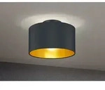 Edle Deckenleuchte Hostel Mit Stoff Lampenschirm Schwarz Gold &Oslash; 30cm