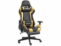 Gaming-Stuhl mit Fußstütze Drehbar Golden pvc vidaXL831073