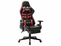 Gaming-Stuhl mit Fußstütze Schwarz und Rot Kunstleder vidaXL783411