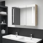 Led-bad-spiegelschrank 89x14x62 Cm Wei&szlig; Und Eichen-optik Vidaxl