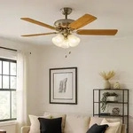 Deckenventilator Las Palmas, 5 Fl&uuml;gel Ventilator Mit Licht, Zugkette, Wendefl&uuml;gel