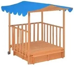 Kinderspielhaus Mit Sandkasten Tannenholz Blau Uv50 Vidaxl