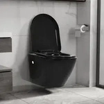 Wand-wc Ohne Sp&uuml;lrand Keramik Schwarz - Vidaxl