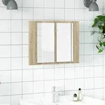 Vidaxl Led Bathroom Mirror Cabinet Sonoma Oak 60x12x45 Cm Acrylic
