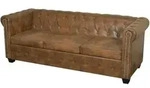 Chesterfield-sofa 3-sitzer Kunstleder Braun Vidaxl