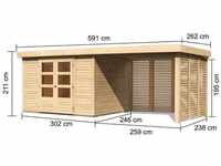 Woodfeeling Gartenhaus Askola mit Feuerholzoption 298x242 aus Holz in Naturbelassen