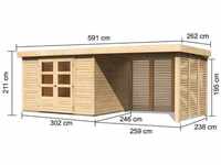 Woodfeeling Gartenhaus Askola mit Feuerholzoption 238x242 aus Holz in Naturbelassen