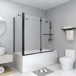 Vidaxl - Badewannenaufsatz 2-fach Faltbar Esg 120x68x130 Cm Schwarz