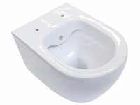 Spülrandloses Wand Hänge wc mit Taharet/Bidet/Dusch-WC Funktion Weiß - Weiß...