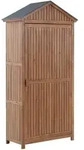 Beliani - Gartenschrank Akazenolz Edelstahl 4 F&auml;cher Werkzeugschrank...