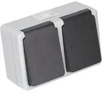 Ett - Mcpower Feuchtraum-doppelsteckdose Taff, 16a/250v, Ip44, Ap, Grau