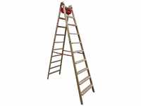 Holz Stufenstehleiter mit Comfort-Stufen mit Werkzeugablage 2x10 Stufen -...