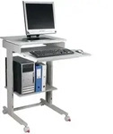 Certeo - Pc-arbeitstisch H720-1100xb600xt500mm Lichtgrau, Ral 7035 Fahrbar