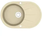 Granitsp&uuml;le Einzelbecken Oval Beige - Vidaxl