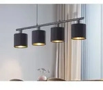 Reality Leuchten - Pendelleuchte Tommy 4-flammig Stoff Lampenschirme Schwarz Gold,
