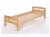 Einzelbett mit Lattenrost aus Kiefer massiv - 80x200 cm Massives Holz-Bett