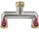 3/4" Regulierbarer 2-fach-verteiler Mit Absperrh&auml;hnen Aus Messing